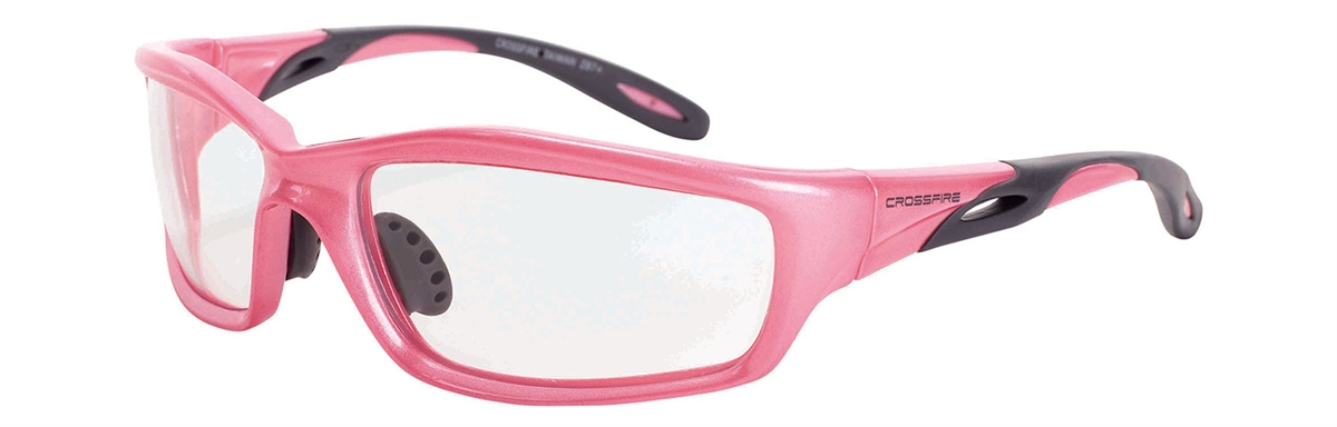 Crossfire 2254 Infinity Safety Glasses - Pink Frame - Clear Lens